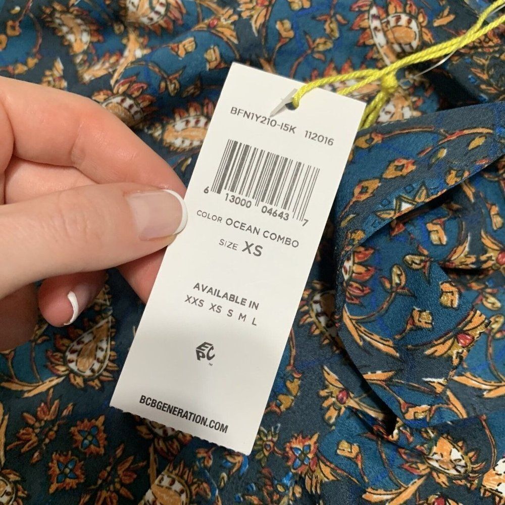 BCBGeneration Blue and Gold Patterned Blouse - image 4